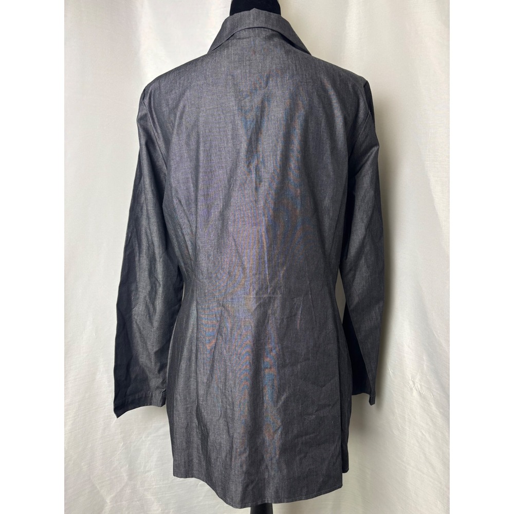 Ming Wang Blazer Jacket Women S Gray Excellent Double Breasted Cotton Office - Picture 4 of 7